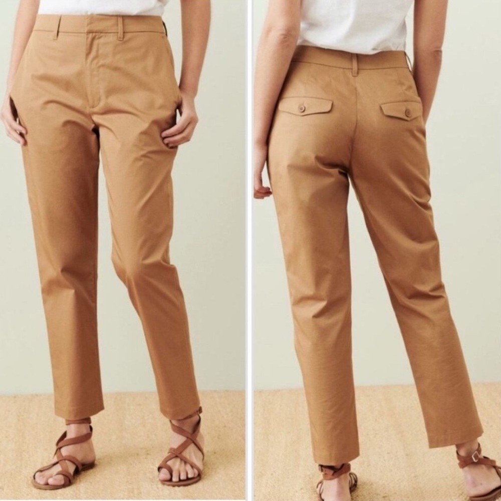 Jenni Kayne‎ Twill Trouser Tan Stretch Cotton Ankle Pants Size 8